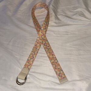 Wild Fable Cottagecore Floral Canvas Double-Ring Belt - Pink & Cream